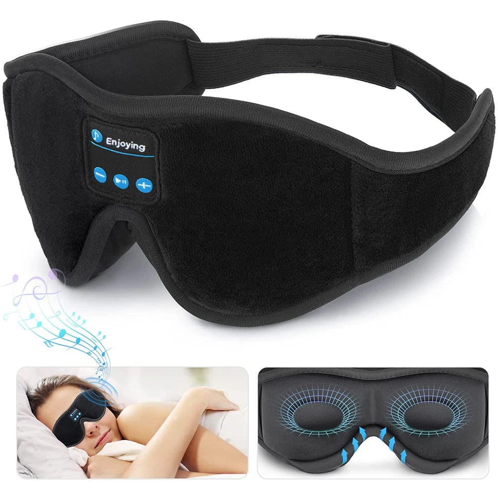Mask For Sleep Headphones Bluetooth 3D Eye Mask Music Play Sleeping Headphones with Built-in HD Speaker LUNEO