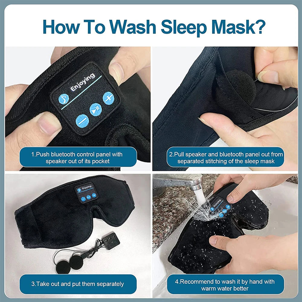 Mask For Sleep Headphones Bluetooth 3D Eye Mask Music Play Sleeping Headphones with Built-in HD Speaker LUNEO