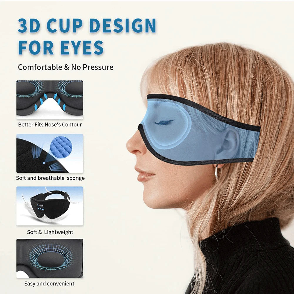Mask For Sleep Headphones Bluetooth 3D Eye Mask Music Play Sleeping Headphones with Built-in HD Speaker LUNEO